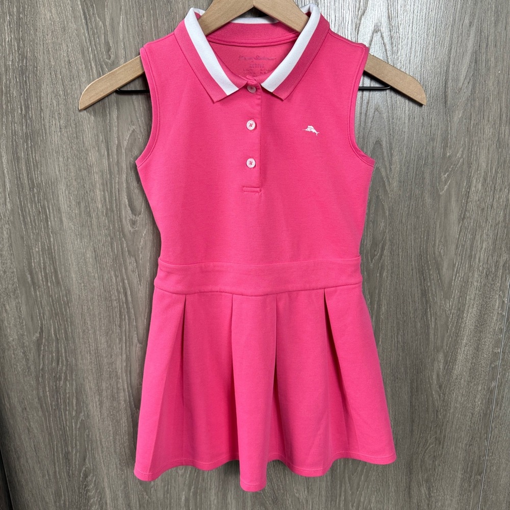 Tommy Bahama Active Polo Dress Girls M 7-8 Pink Sleeveless Pleated Tennis Golf